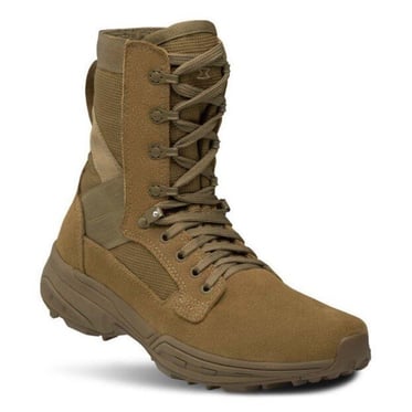 A brown boot with laces
Description automatically generated