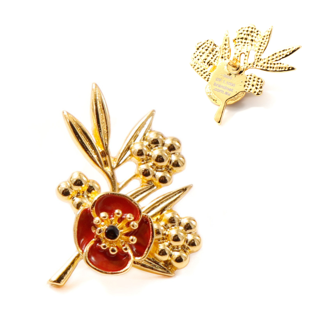Remembrance Day Gold Poppy & Wattle Limited Edition Lapel Pin