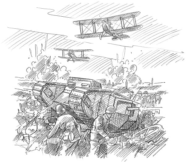 Le Hamel sketch by Drew Harrison for the Great War Diary 1919